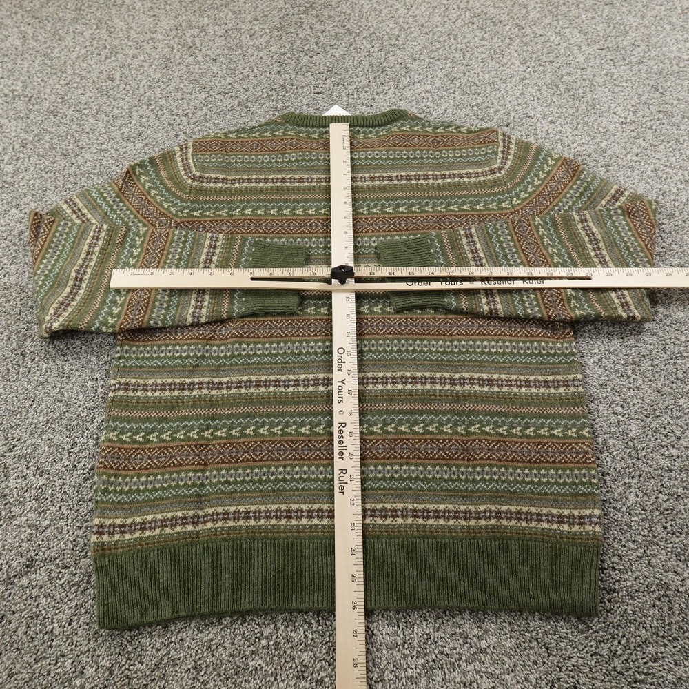 NEW J Crew Sweater Mens L Green Fair Isle Lambswool Crewneck Knit Pullover Cozy - Picture 6 of 13
